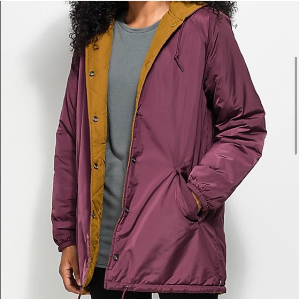 Obey Plum Jacket with Mustard Lining